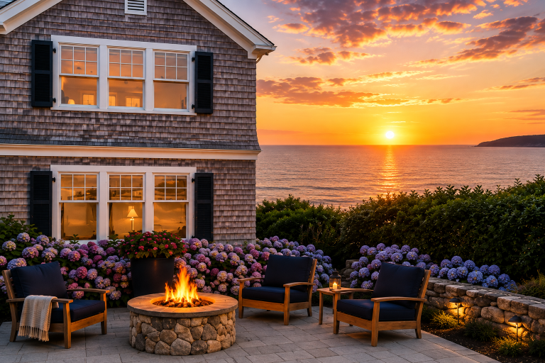 Oceanfront Patio at Sunset